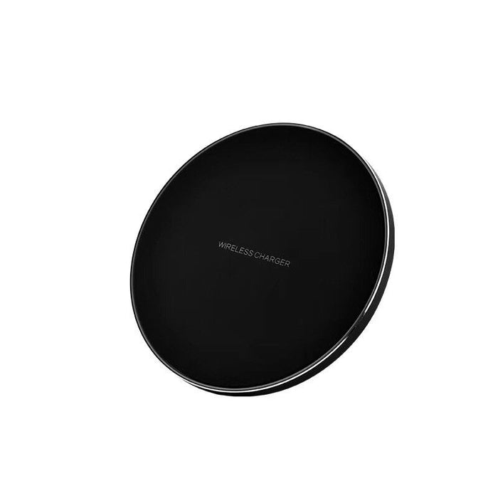 Aluminum wireless charging pad with LED indicator and USB-C cable for Qi-enabled smartphones