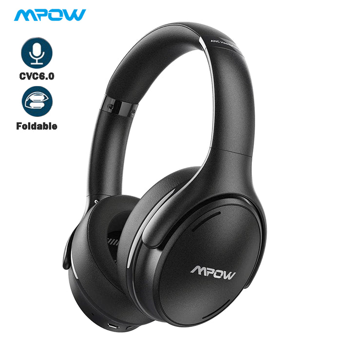 MPOW Bluetooth over-ear wireless headphones in black with noise cancelling and built-in microphone