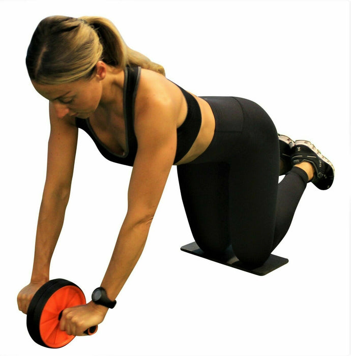 Ergonomic ab wheel with foam handles and textured plastic wheel for core workouts