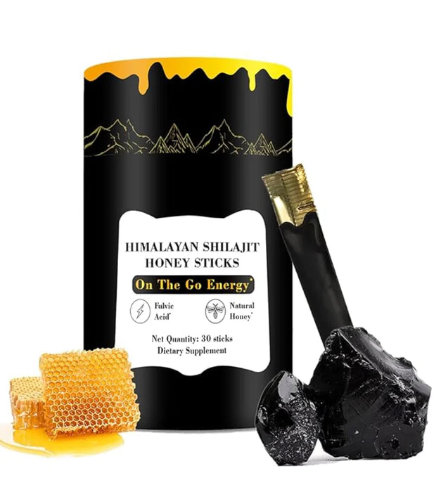 Shilajit honey sticks with raw honey and Himalayan extract for energy, immunity, and mental clarity