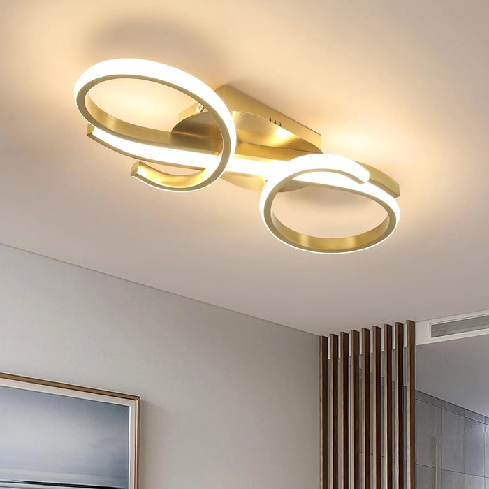 Tealight 36W Modern Gold Ceiling Light – Warm White Surface-Mounted LED Fixture for Bedroom or Dining Room