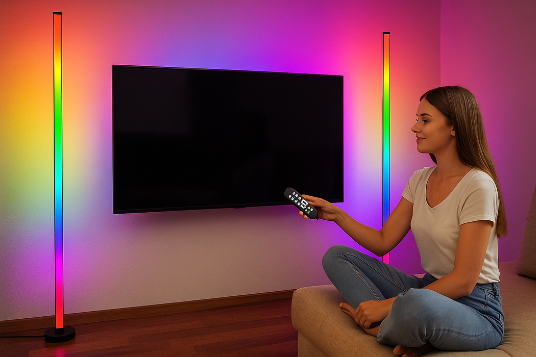 Smart RGB LED floor lamp with remote and app control