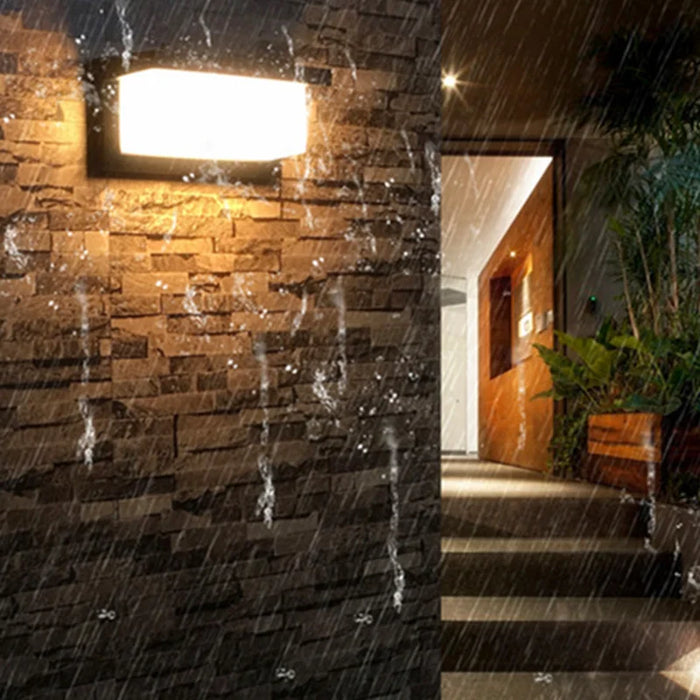 Extra large black aluminum LED outdoor wall light with IP65 waterproof rating, radar motion sensor, and intelligent light control for home and commercial use