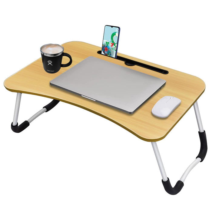 Foldable laptop bed desk with anti-slip legs used as workstation and tray table
