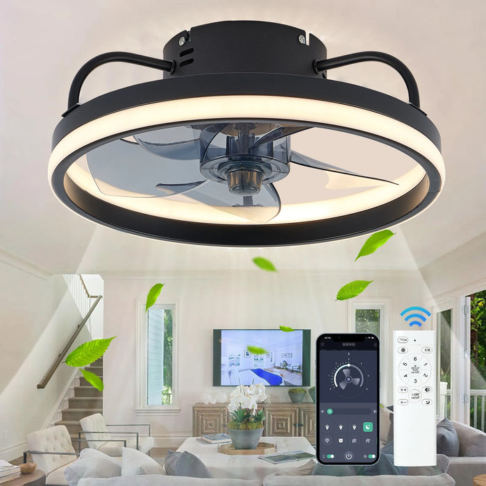 Smart Remote-Controlled Ceiling Fan with LED Light – Modern ABS and Aluminum Design for Bedrooms and Living Rooms