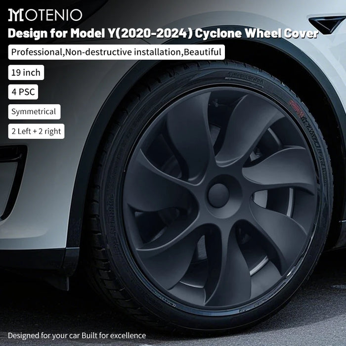 4PCS 19 Inch Cyclone Style Wheel Covers for Tesla Model Y (2020-2024) Right & Left Automobile Accessories Hubcaps Replacement - Samanta Factory