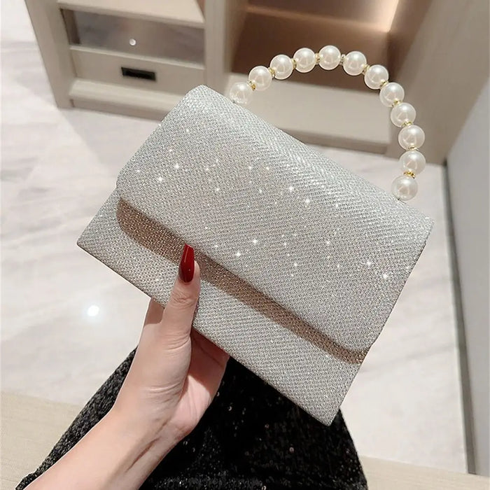 Elegant Women’s Evening Clutch Bag – Soft Polyester with Metal Trim