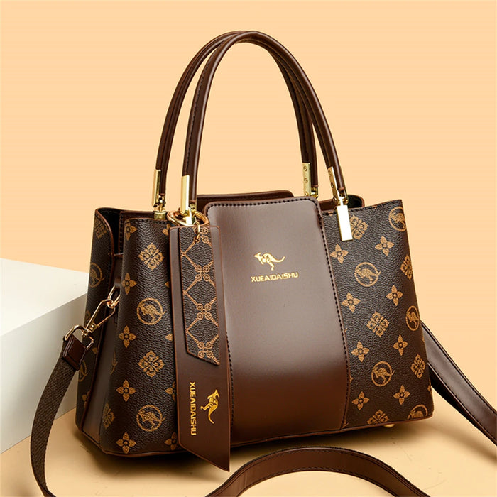 Luxury Fashion Print Handbag – Large Capacity Soft Leather Shoulder & Crossbody Bag for Women - Samanta Factory