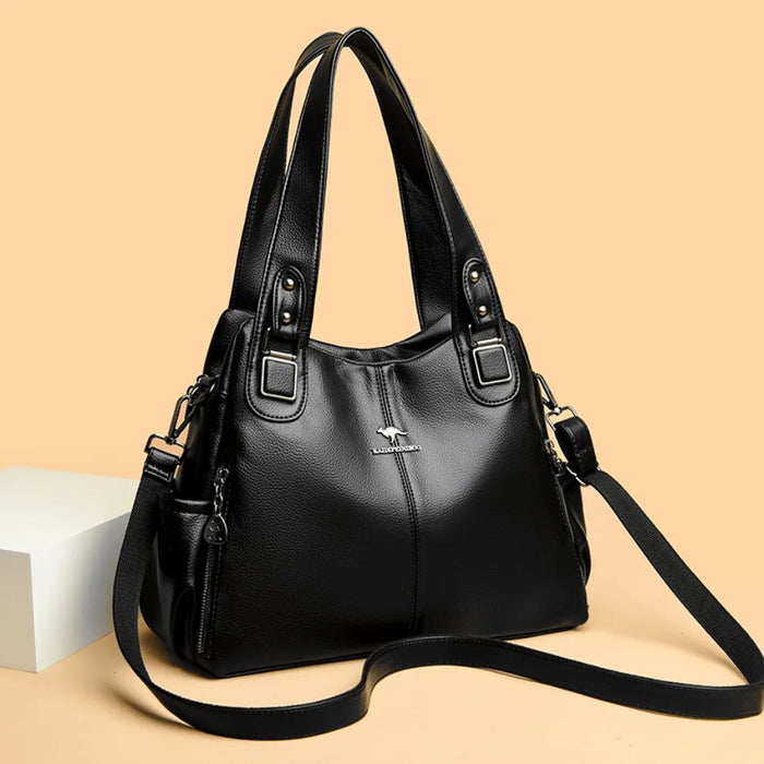 Fashionable Casual Tote Shoulder & Crossbody Bag with sequined letter design, soft microfiber synthetic leather, and adjustable straps.