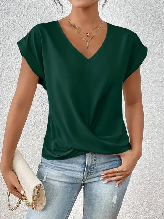 V-Neck Blouse - Casual Elegance for Office & Summer Days - Samanta Factory