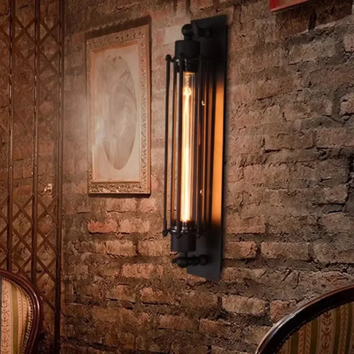 Traditional Iron Wall Lamp with Brown Metal Shade for Bedroom or Corridor
