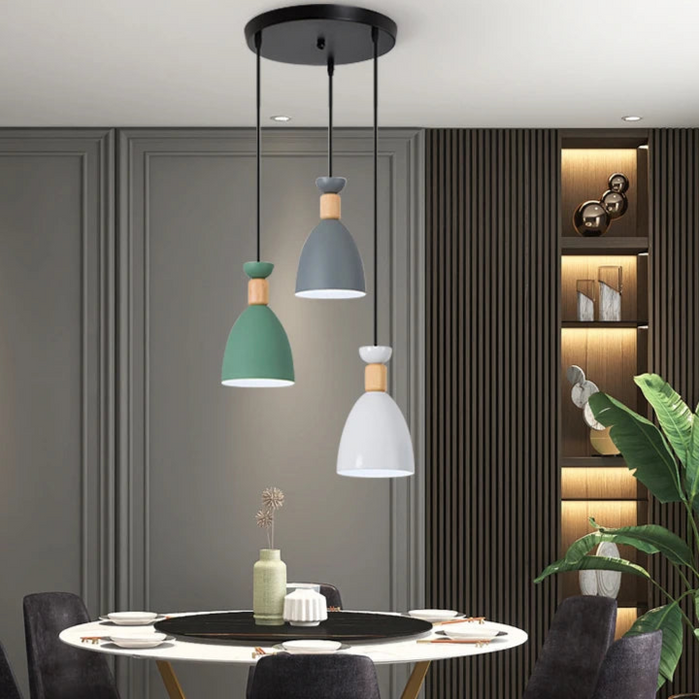 Modern Triple Head Pendant Light with E27 Base and Metal Cord Hanging Design