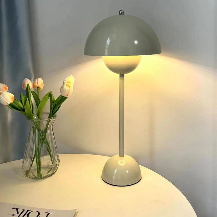 Modern Flower Bud Table Lamp with Touch Control and Type-C Charging – Ivory Color, Dimmable LED Light for Bedroom or Desk
