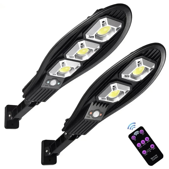 Solar LED outdoor wall light with motion sensor and 3 lighting modes for garden and porch