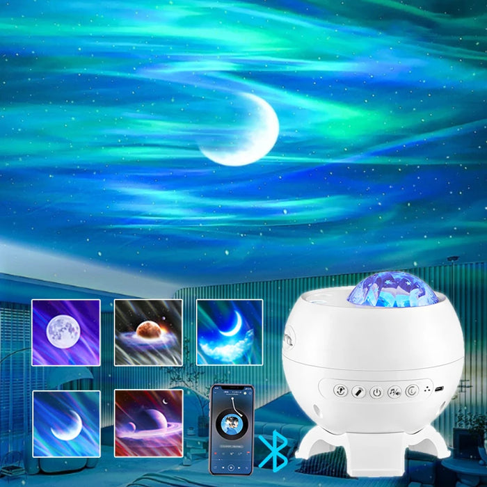 Himist Galaxy Light Projector – 360° Aurora Star Lamp with White Noise & Bluetooth Speaker