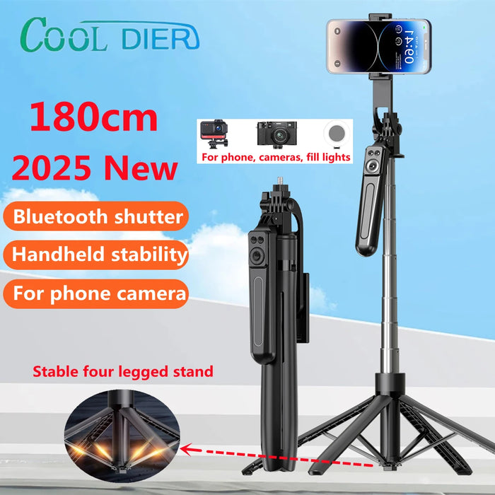 Bluetooth Selfie Tripod with Remote – Foldable & Extendable up to 180cm for Phones & Cameras