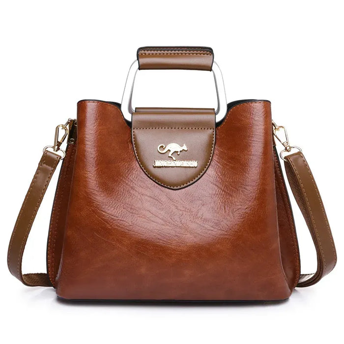 PU Soft leather tote bag for women with square shape and large capacity
