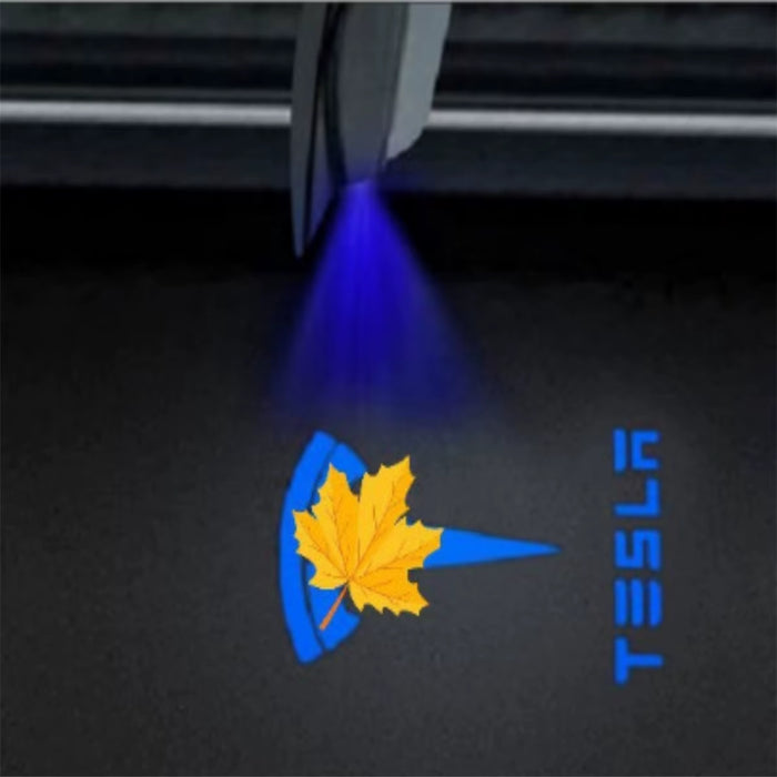 Tesla door logo puddle light with bright projection on Model 3 door
