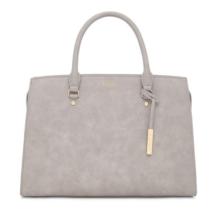 Women’s laptop tote bag with 13-inch compartment, fuchsia lining, and gold hardware