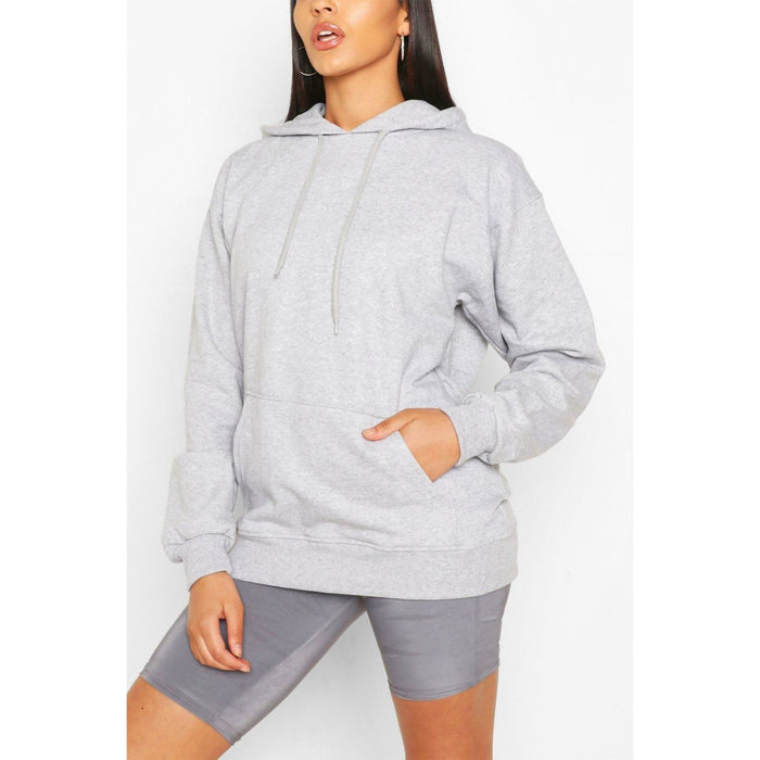 Oversized grey unisex hoodie for lounging and layering – pullover with roomy hood