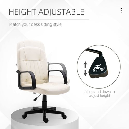 Rustic Pine Desk and PU Leather Ergonomic Office Chair Set for Home Office