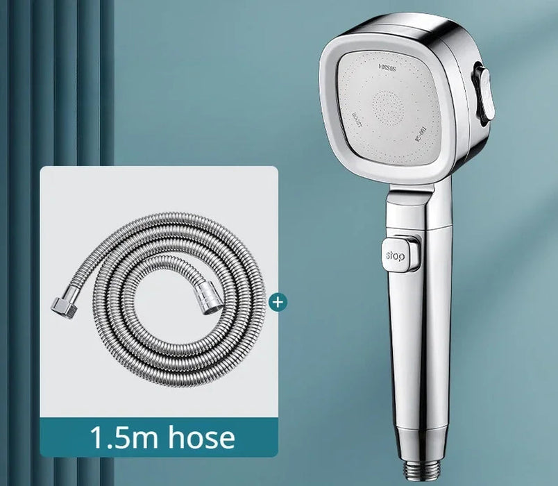 High pressure shower head with 3 spray modes and water-saving design