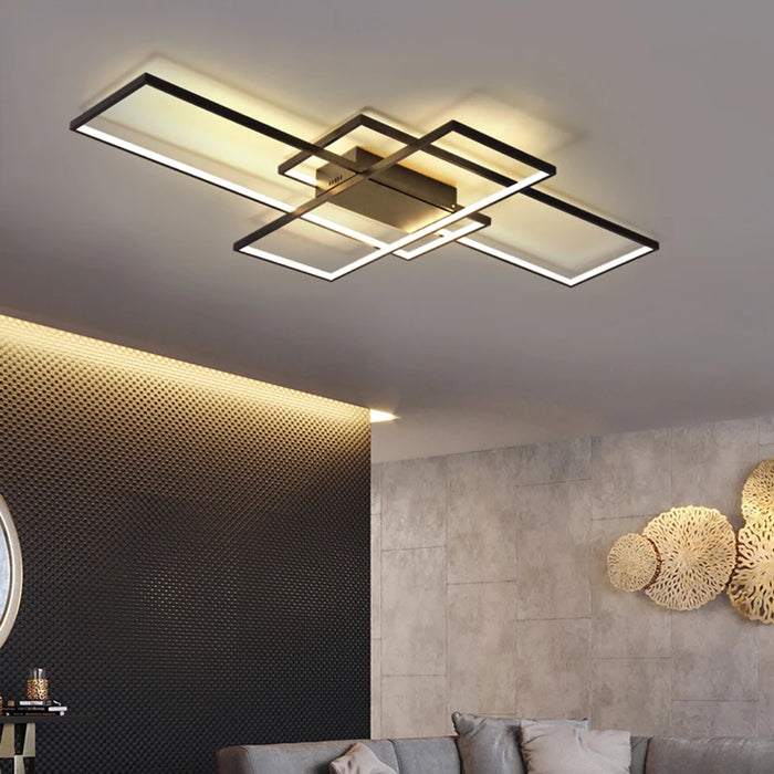 Modern aluminum LED chandelier with shadeless design and remote control