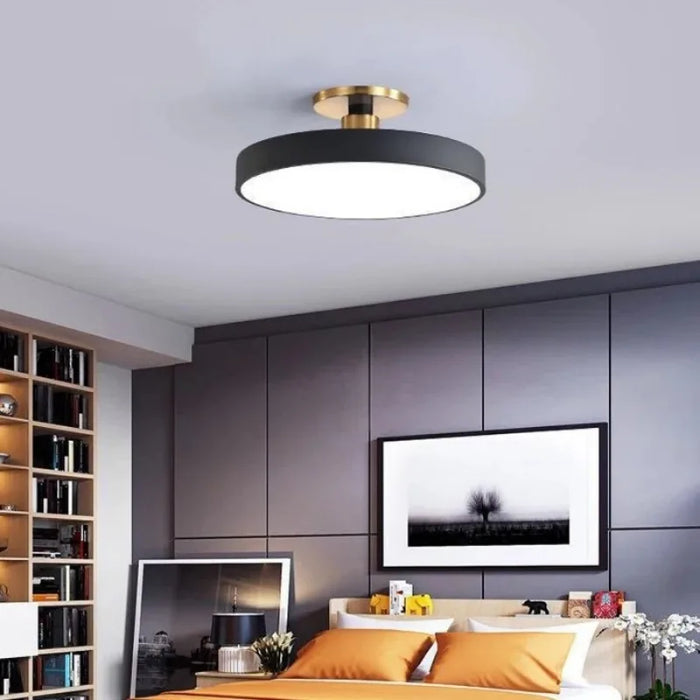 Nordic Macaron ceiling LED light with pastel colors and remote dimming in modern interior