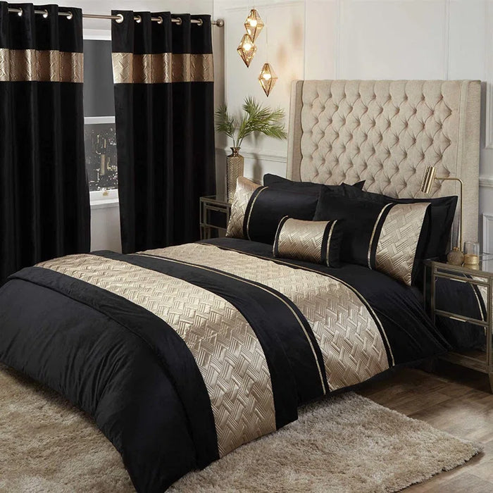 Capri velvet duvet cover set in blush and gold with sequin detailing