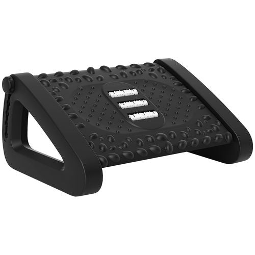 Adjustable non-slip foot rest under desk with textured surface and massage rollers