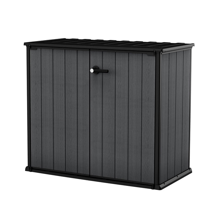 Cortina Bella Vertical Storage Shed with Lockable Doors and Wood-Look Resin Finish