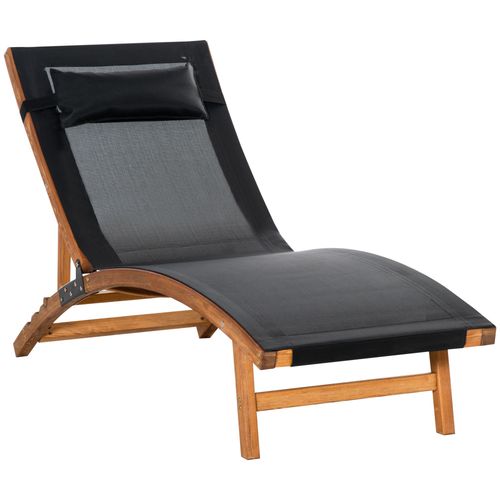 Outsunny Ergonomic Outdoor Chaise with adjustable backrest and pillow in garden setting.