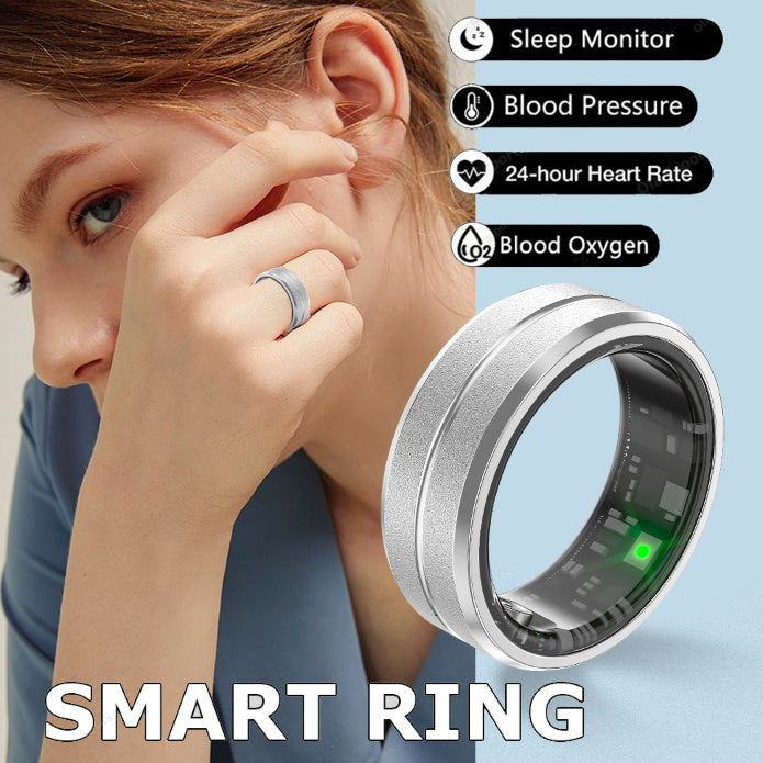 Sleek smart health ring for heart rate, oxygen, and sleep tracking