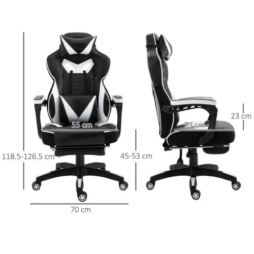 Ergonomic Reclining Gaming Chair with Footrest – Faux Leather Swivel Office Chair