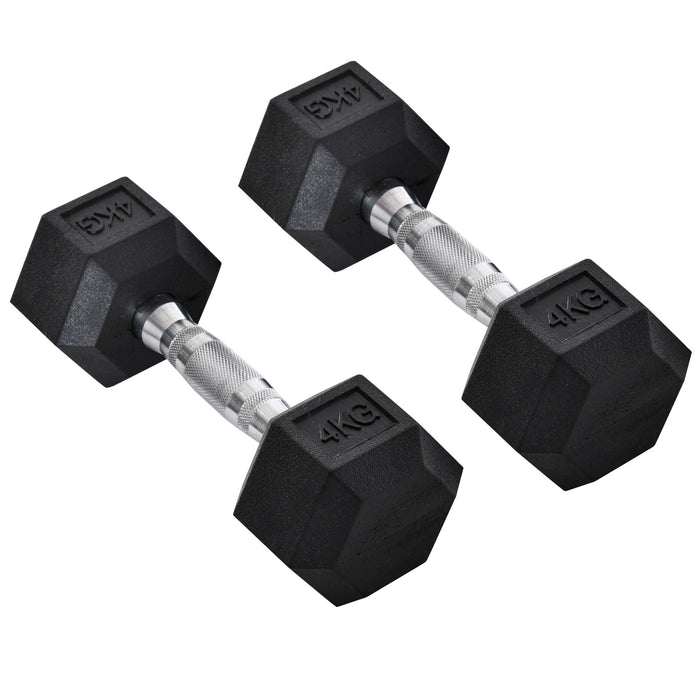 4kg neoprene hex dumbbell pair with anti-roll design, suitable for beginner home workouts in apartments