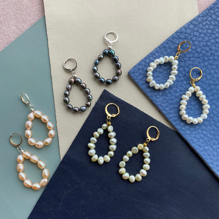 Elegant freshwater pearl drop earrings, beaded oval design, timeless jewelry for women