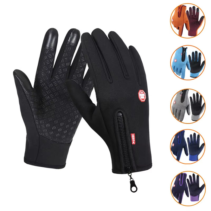 Unisex waterproof fleece-lined touchscreen winter gloves