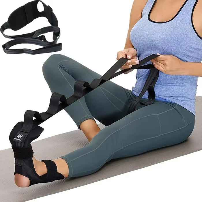 Multi-loop yoga stretching strap for flexibility, plantar fasciitis relief, and rehabilitation