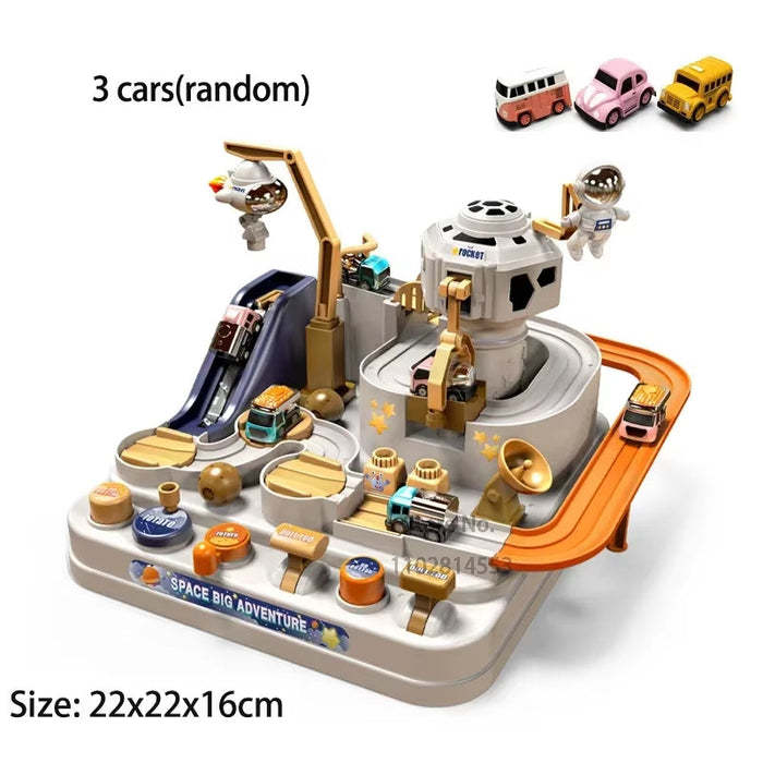 Battery-Free Mechanical Rail Car Toy – STEM Track Maze for Kids Aged 3+