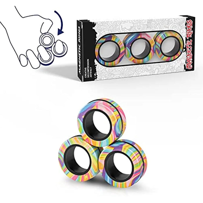 3PCS Magnetic Fidget Rings – Sensory Spinner Toy for Anxiety Relief and Focus