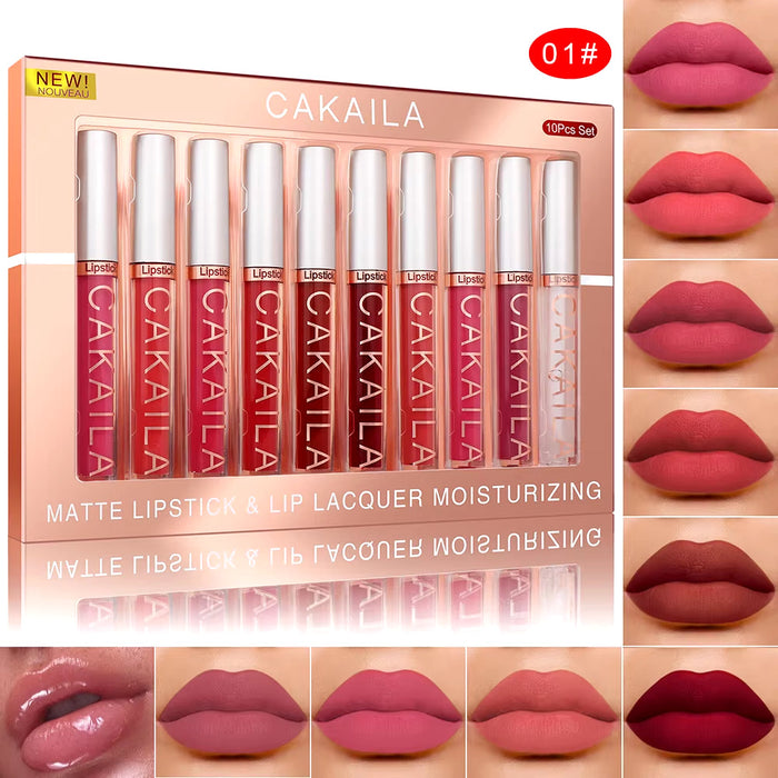 Waterproof and long-lasting lip gloss set with rich matte shades