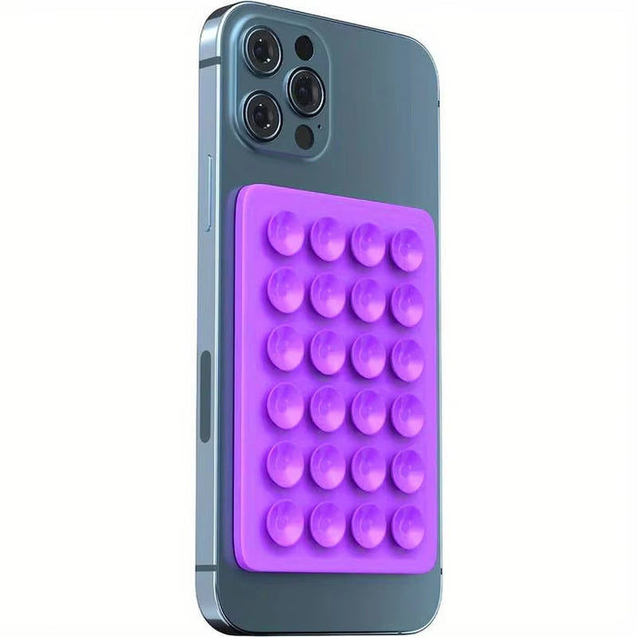Silicone suction phone holder mat for hands-free mobile mounting on tiles or mirrors