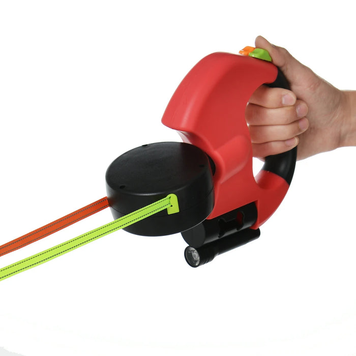 3M dual retractable dog leash for small dogs with LED light and 360 swivel