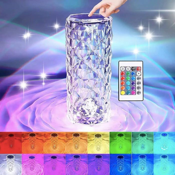 RGB Rose LED Night Light with 16 Color Options, Crystal Rose Design, USB Rechargeable and Touch Control for Bedroom, Lounge, and Gift-Giving.Decor