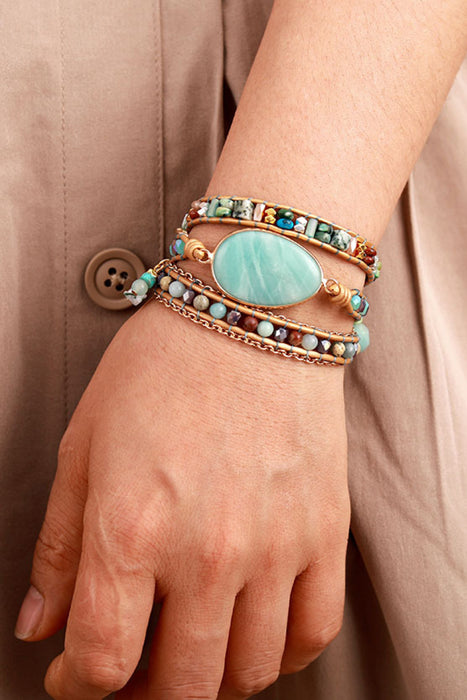Elegant natural stone and crystal necklace with jade accents, modern design