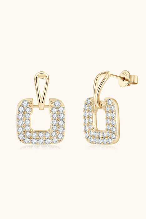 Minimalist Moissanite Drop Earrings in 925 Sterling Silver with Platinum and 18K Gold Plating