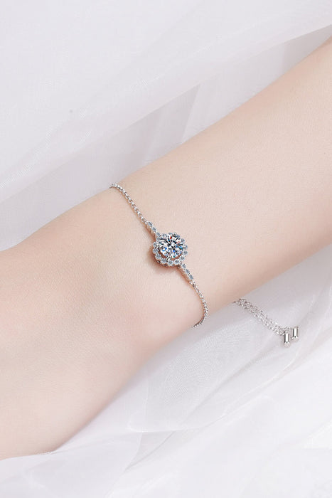 1 Carat Moissanite Tennis Bracelet in Rhodium-Plated Sterling Silver with Zircon Accents