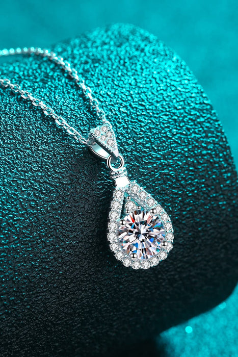 Modern Moissanite Necklace – 925 Sterling Silver, Rhodium-Plated with 2 Carat Main Stone