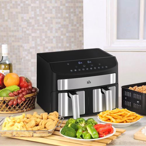Dual Basket Digital Air Fryer with Touchscreen, 10 Presets & Oil-Free Cooking Technology