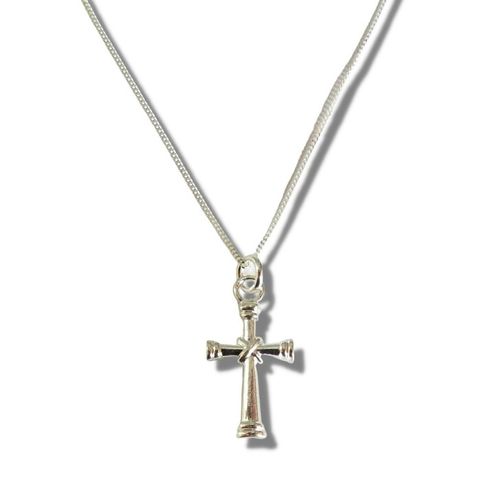 Sterling silver and gold cross charm necklace for baptism and communion gift